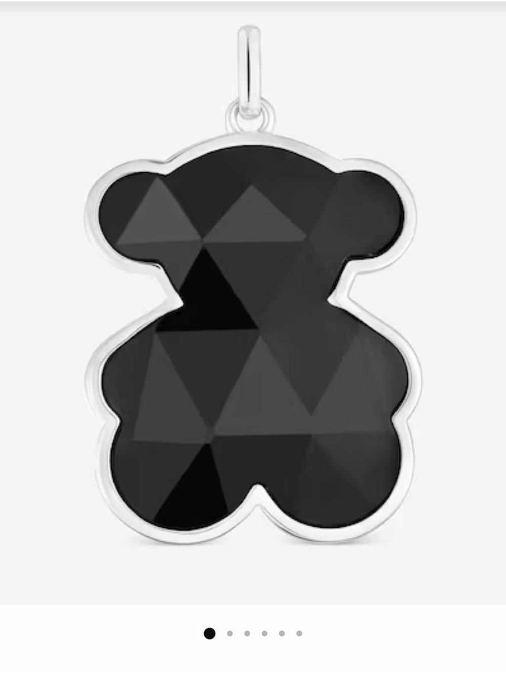 Tous Black Faceted Teddy Bear Pendant Necklace